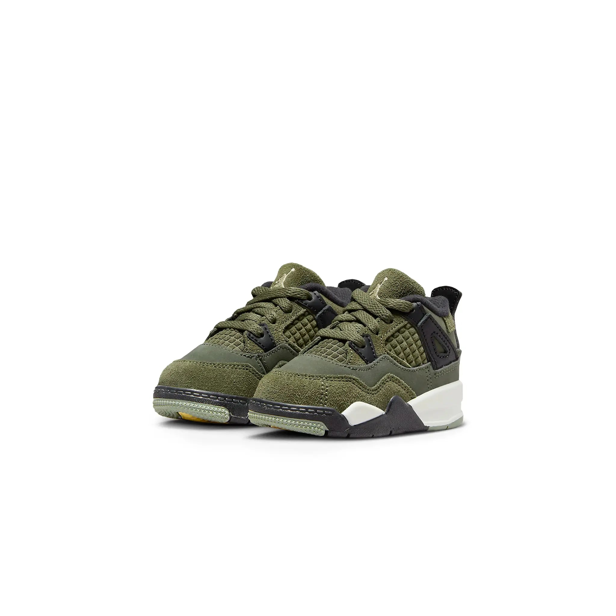 Front side view of Air Jordan 4 Retro SE Craft Olive (TD) FB9927-200